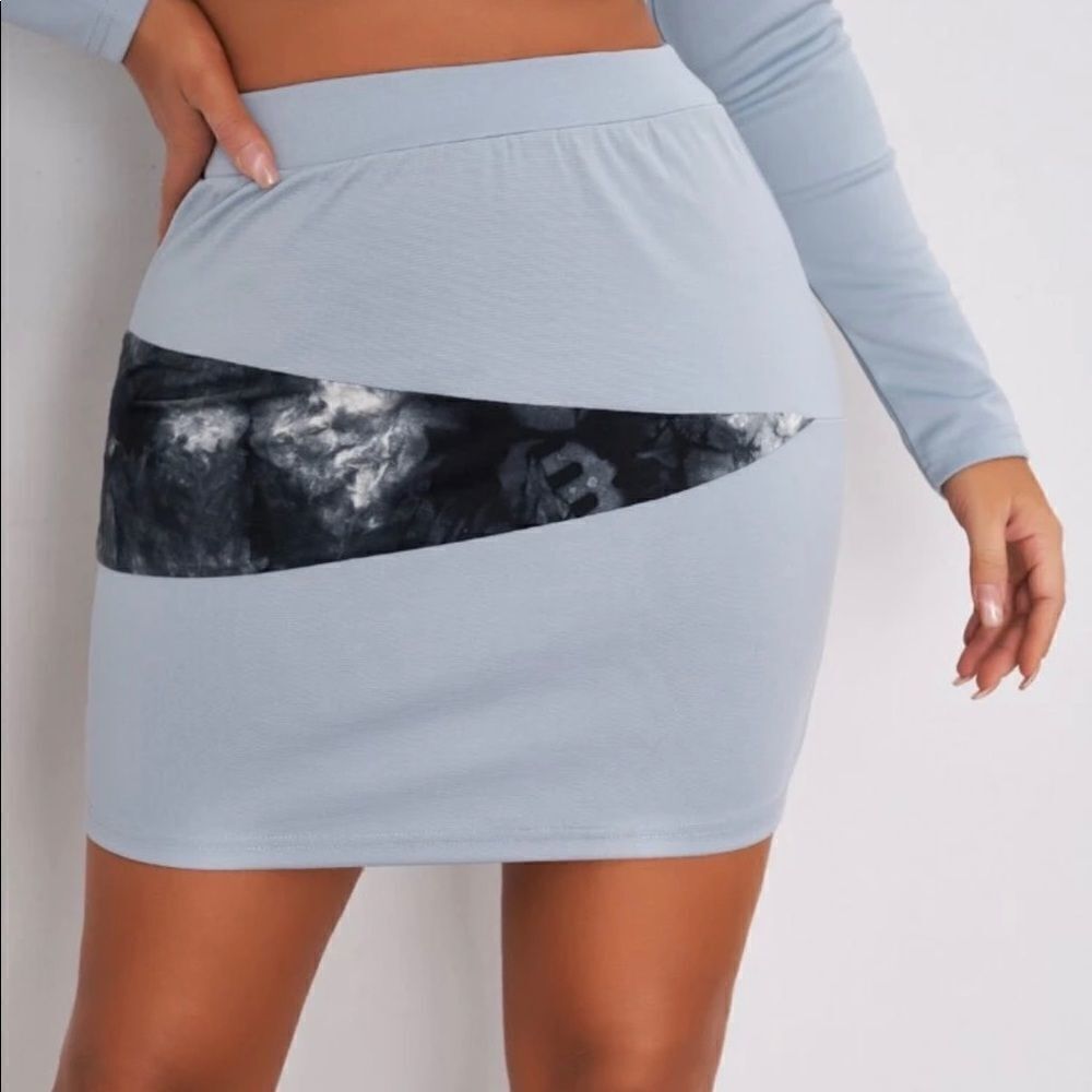 Tie Dye Detail Bodycon Skirt